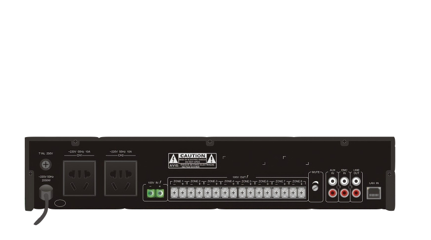 T-7704 Rear Panel - 4x Power Outlets